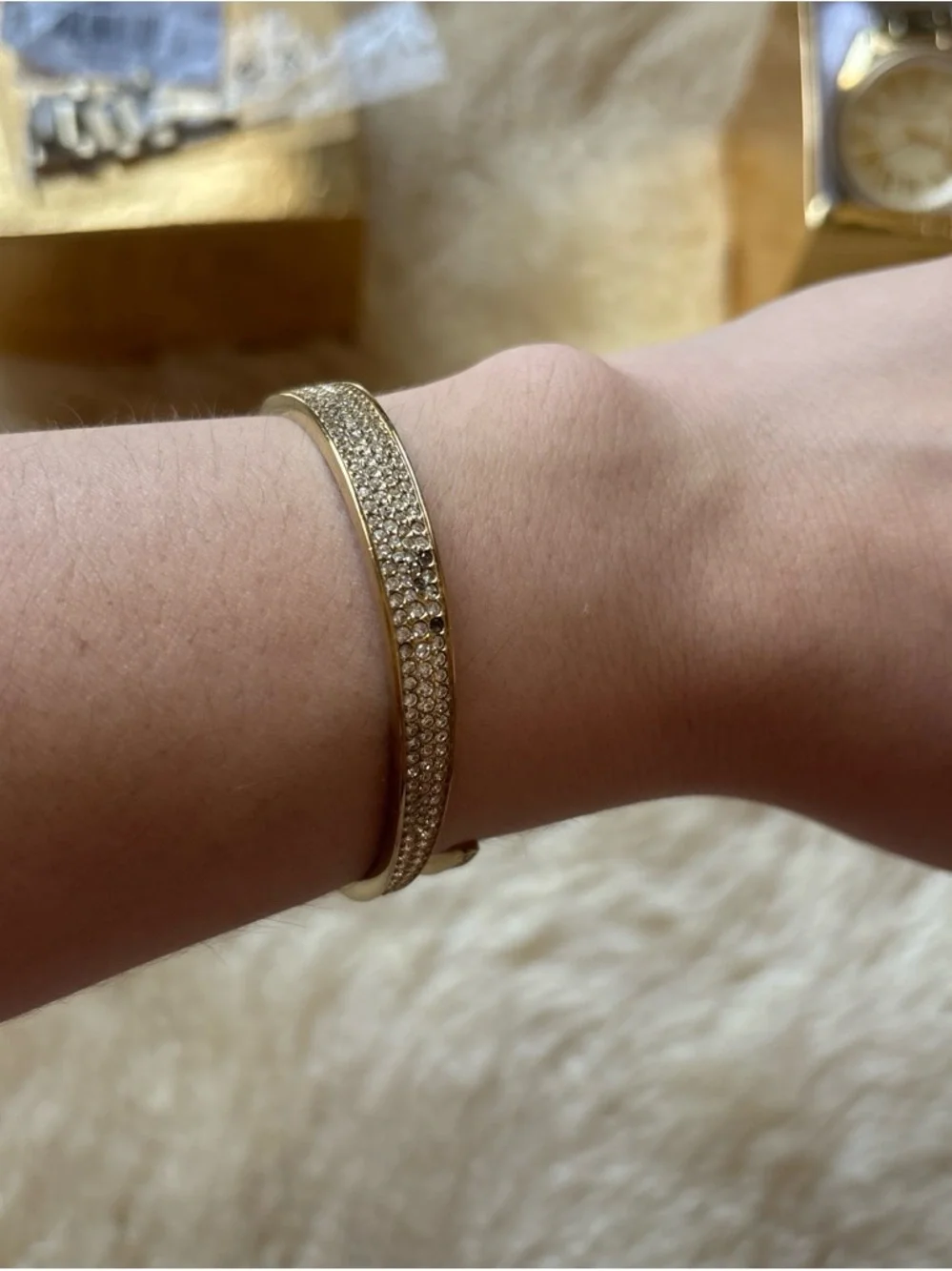 Michael Kors Gold-Tone Crystal Accent Women’s Watch and Bracelet Set